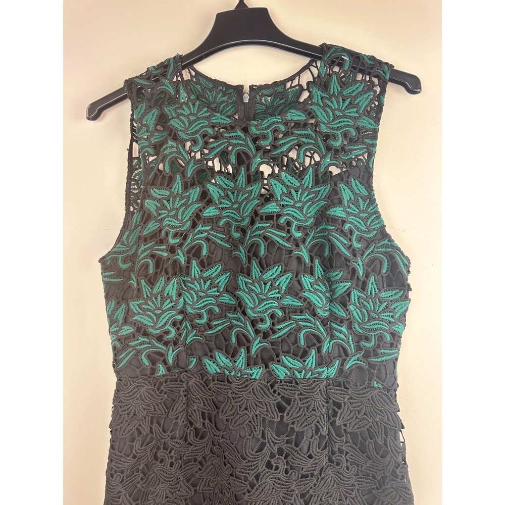 Hutch Sleeveless Milk Silk Lace Cocktail Dress Floral Black Green Size 12 Party - Picture 3 of 13